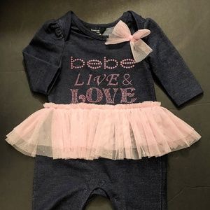 4/$25 ~ Bebe Baby 0-3mos Tutu&Bows Sleeper Onesie